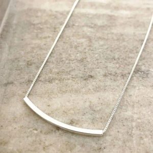925 Sterling Silver Bar Necklace Curve Bar Necklace Dainty Minimalist Necklace
